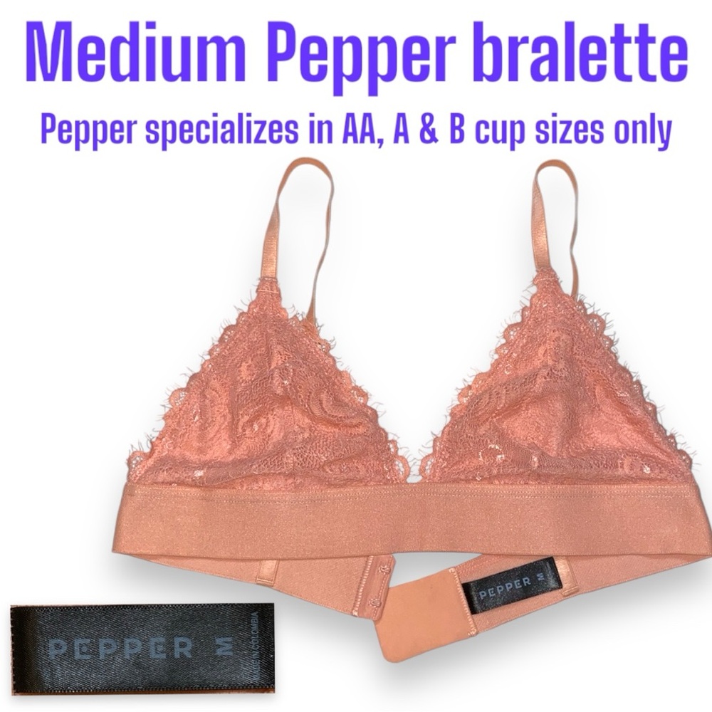Medium Pepper! Everyday Lace Wirefree No Padding Bralette Peachy Pink Adj Strap